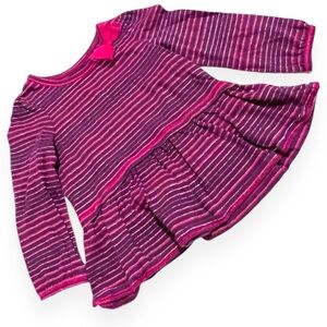 Circo 12m Purple & Pink Striped Longsleeve Peplum Top w/ Silver Shimmer & Tulle
